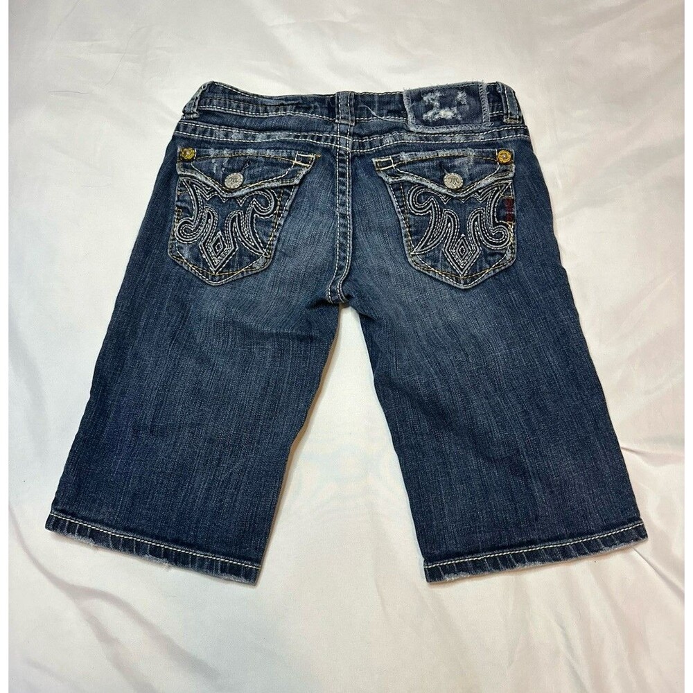 Y2K MEK Denim Bermuda Shorts Flap Pocket W25 Womens 00s 28” Waist Low Rise Capri